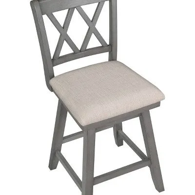 24" Brookline Xx Back Swivel Counter Height Barstool Light Gray - Home 2 Office: Polyester Upholstery, Wood Frame