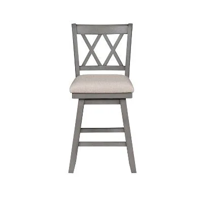 24" Brookline Xx Back Swivel Counter Height Barstool Light Gray - Home 2 Office: Polyester Upholstery, Wood Frame