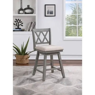 24" Brookline Xx Back Swivel Counter Height Barstool Light Gray - Home 2 Office: Polyester Upholstery, Wood Frame