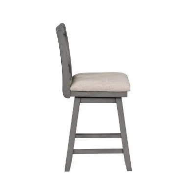 24" Brookline Xx Back Swivel Counter Height Barstool Light Gray - Home 2 Office: Polyester Upholstery, Wood Frame