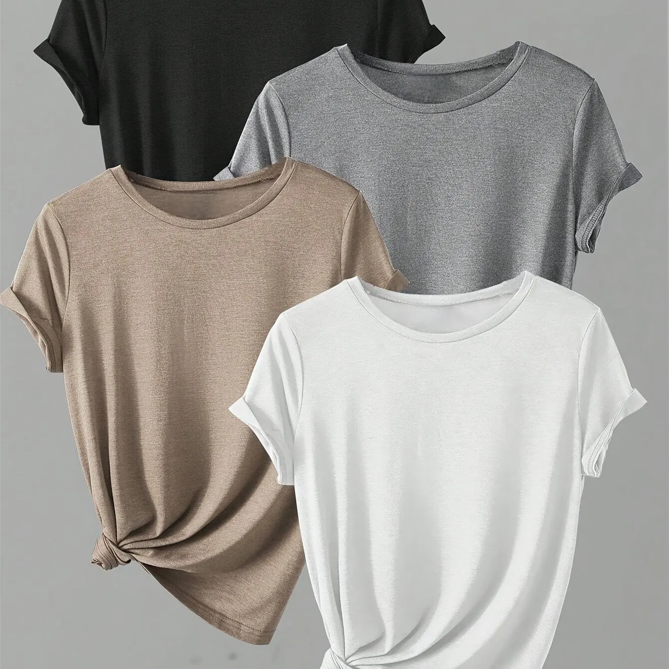 4-Pack Breathable Cotton T-Shirts | Women’s Soft Crew Neck Tees | Versatile Short Sleeves for Spring & Summer | Relaxed Fit for Everyday Comfort & Style