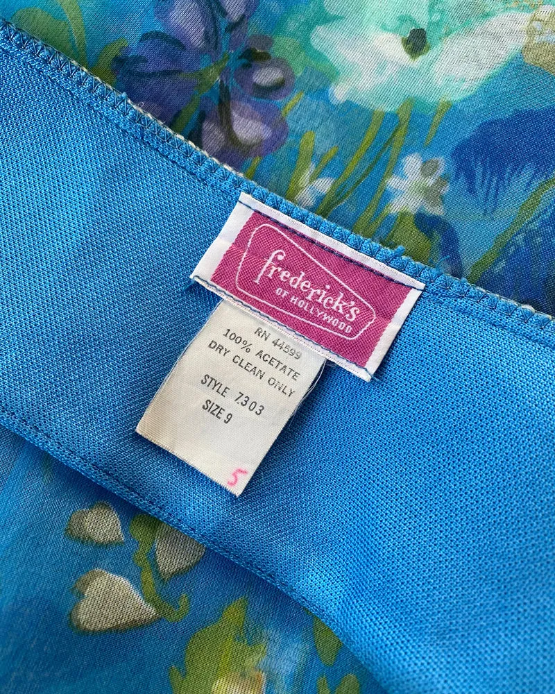 70s Sheer Floral Bellbottom Pant Suit | XS