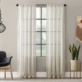 95"x52" Textured Slub Stripe AntiDust Curtain Panel Linen - Clean Window
