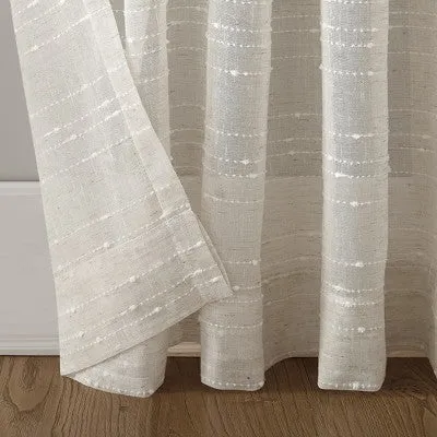 95"x52" Textured Slub Stripe AntiDust Curtain Panel Linen - Clean Window