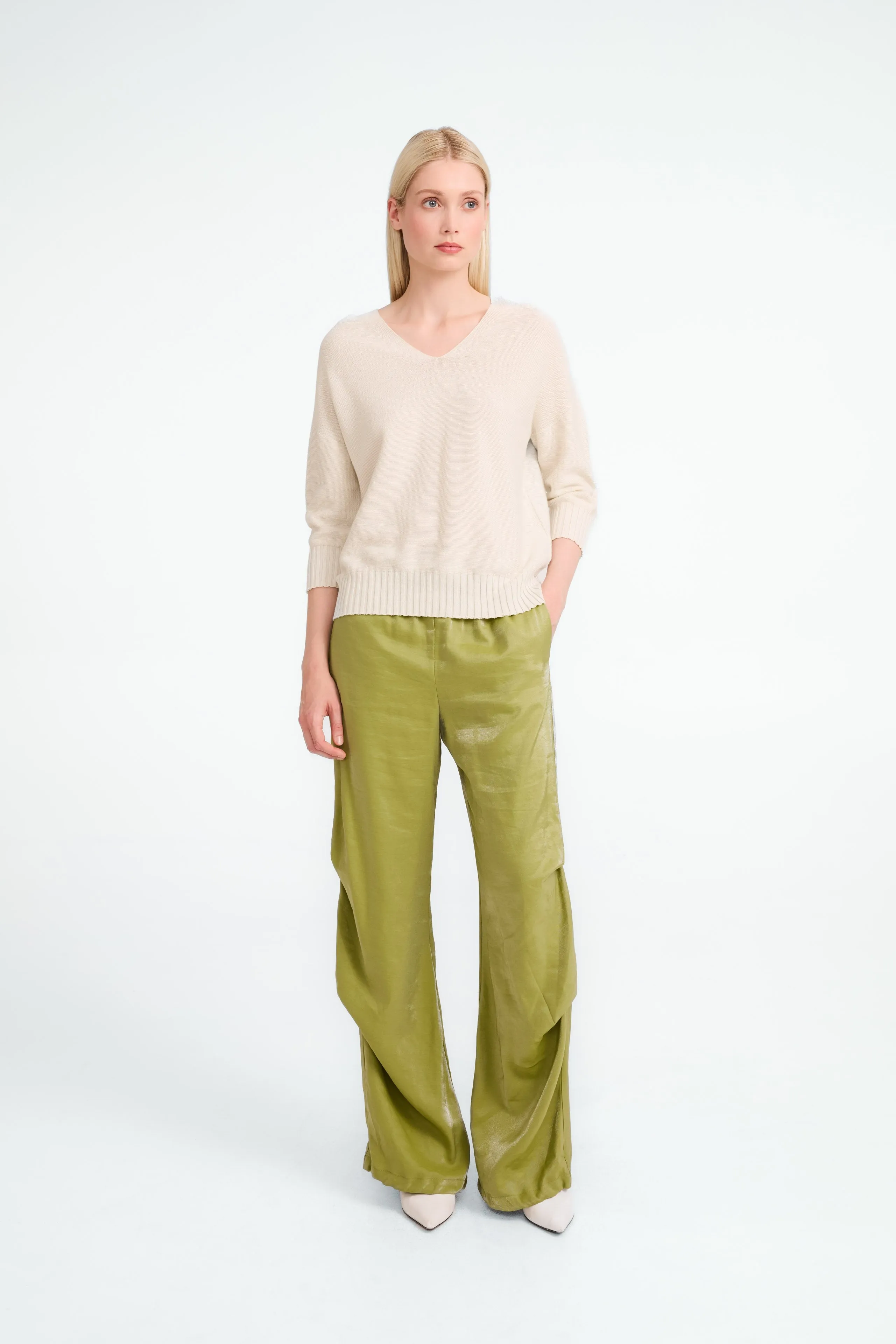 AvalonN shiny viscose pants | Lime