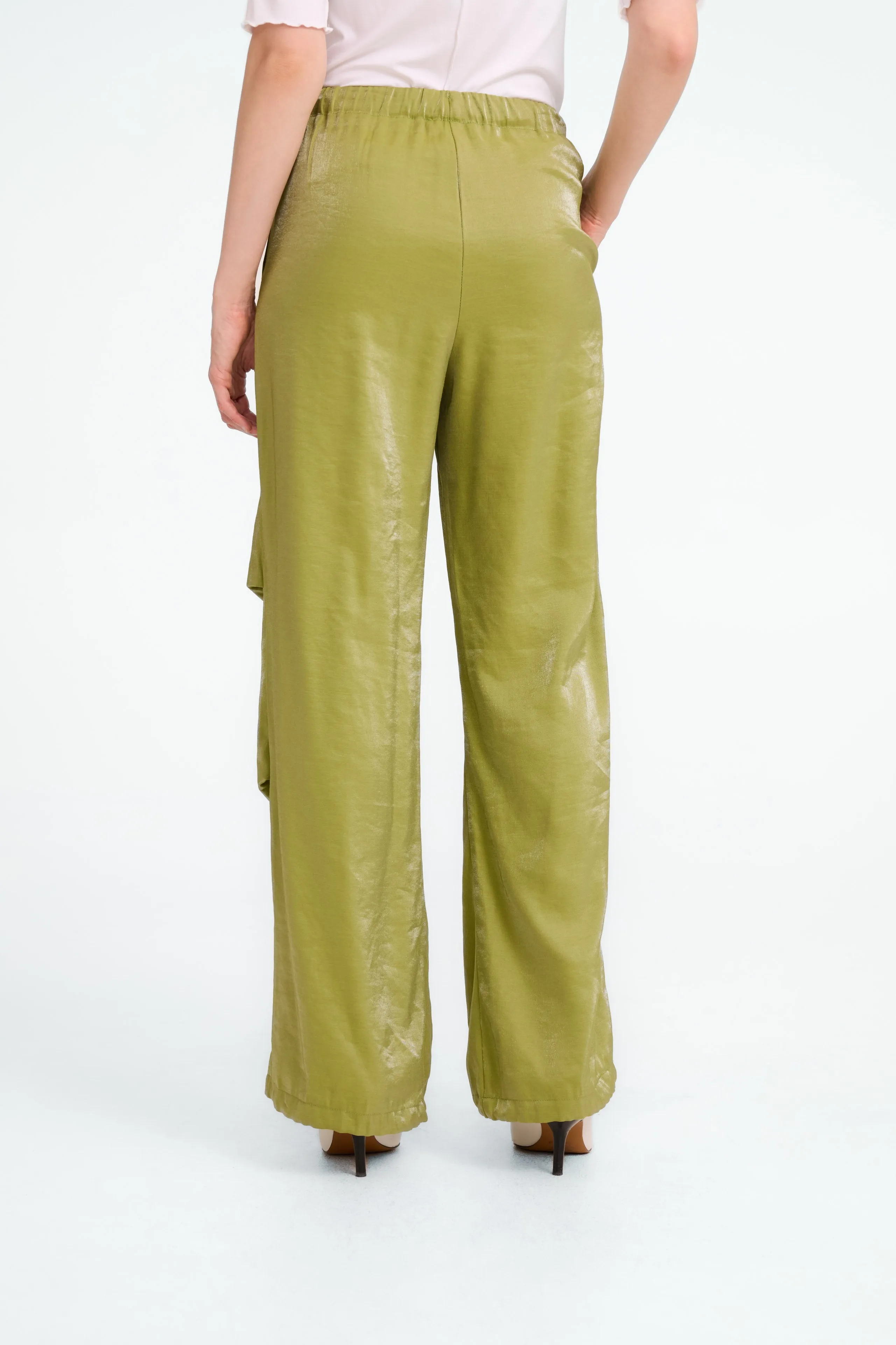 AvalonN shiny viscose pants | Lime