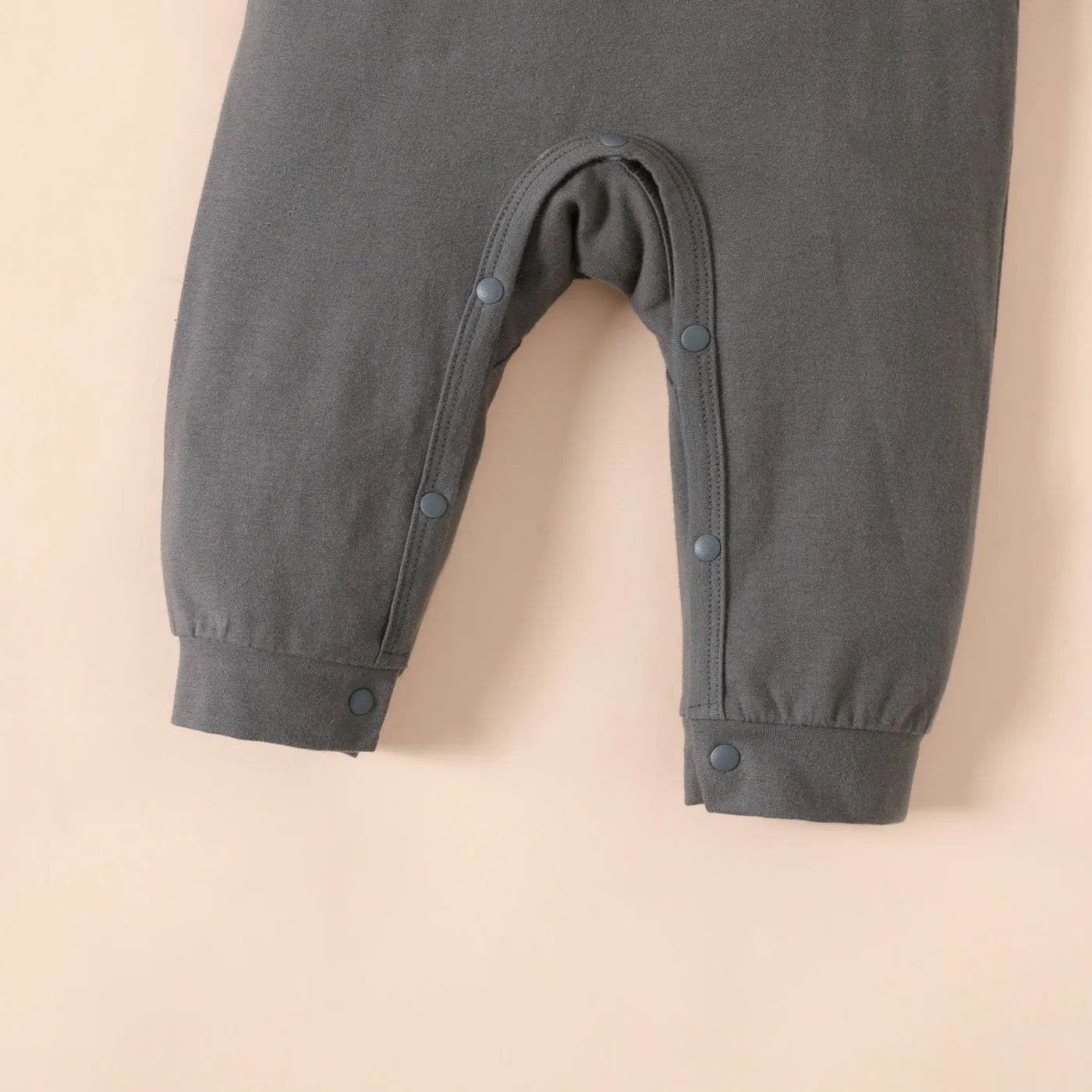 Baby Boy 95% Cotton Long-sleeve Bear & Letter Print Grey Long-sleeve Jumpsuit