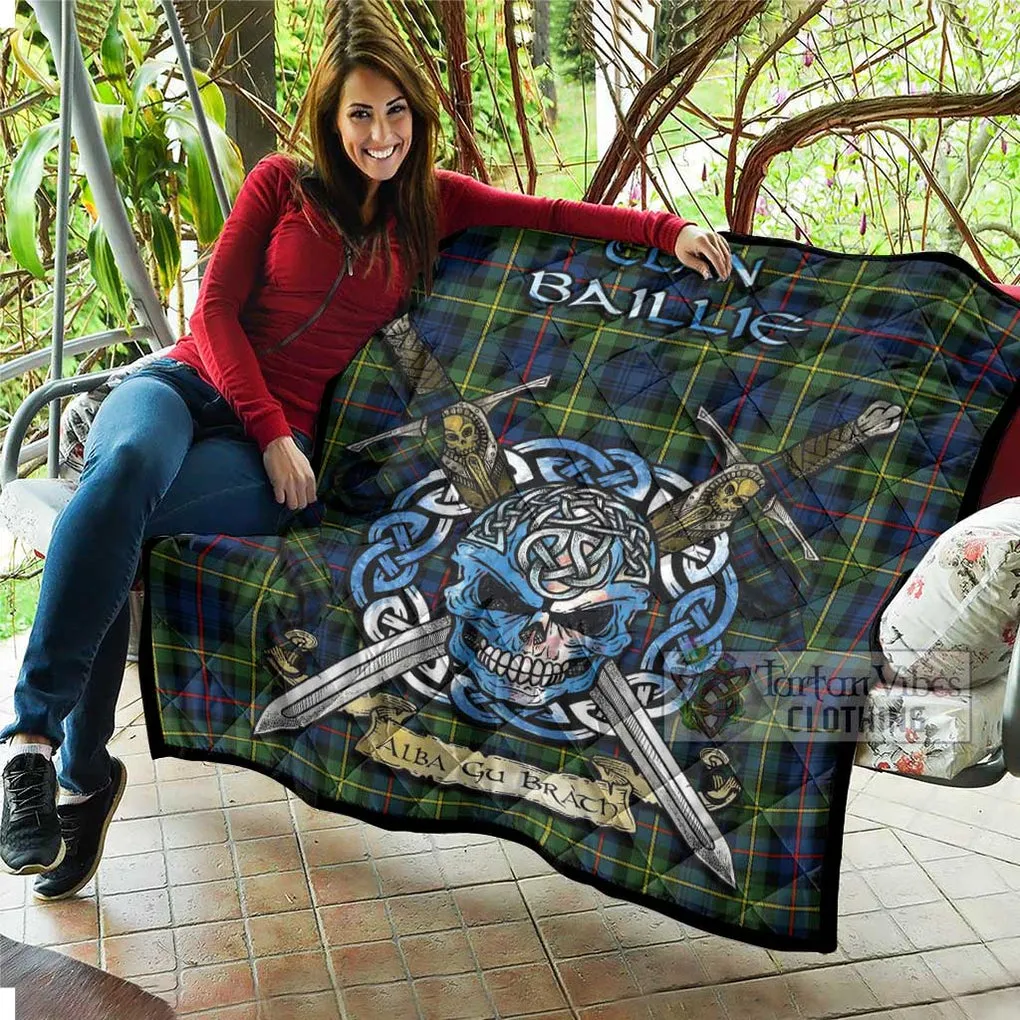 Baillie (Bailey) Tartan Quilt with Celtic Skull Alba Gu Brath Style