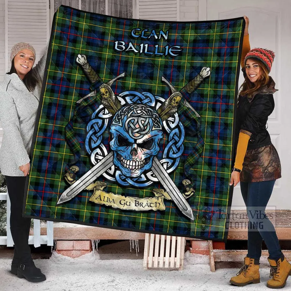 Baillie (Bailey) Tartan Quilt with Celtic Skull Alba Gu Brath Style