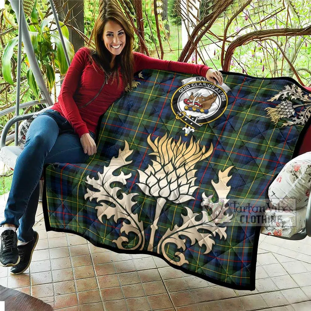 Baillie (Bailey) Tartan Quilt with Family Crest and Golden Thistle Style