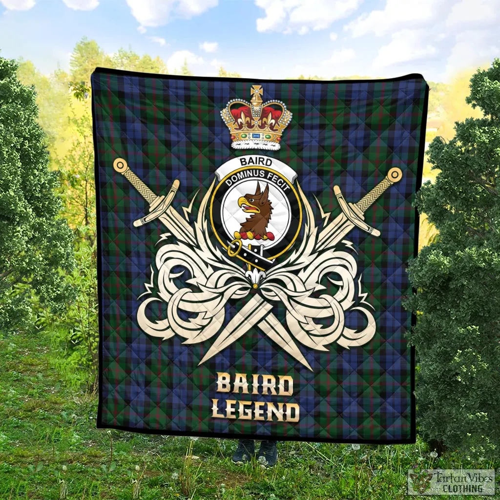 Baird Tartan Quilt with Clan Crest and the Golden Sword of Courageous Legacy