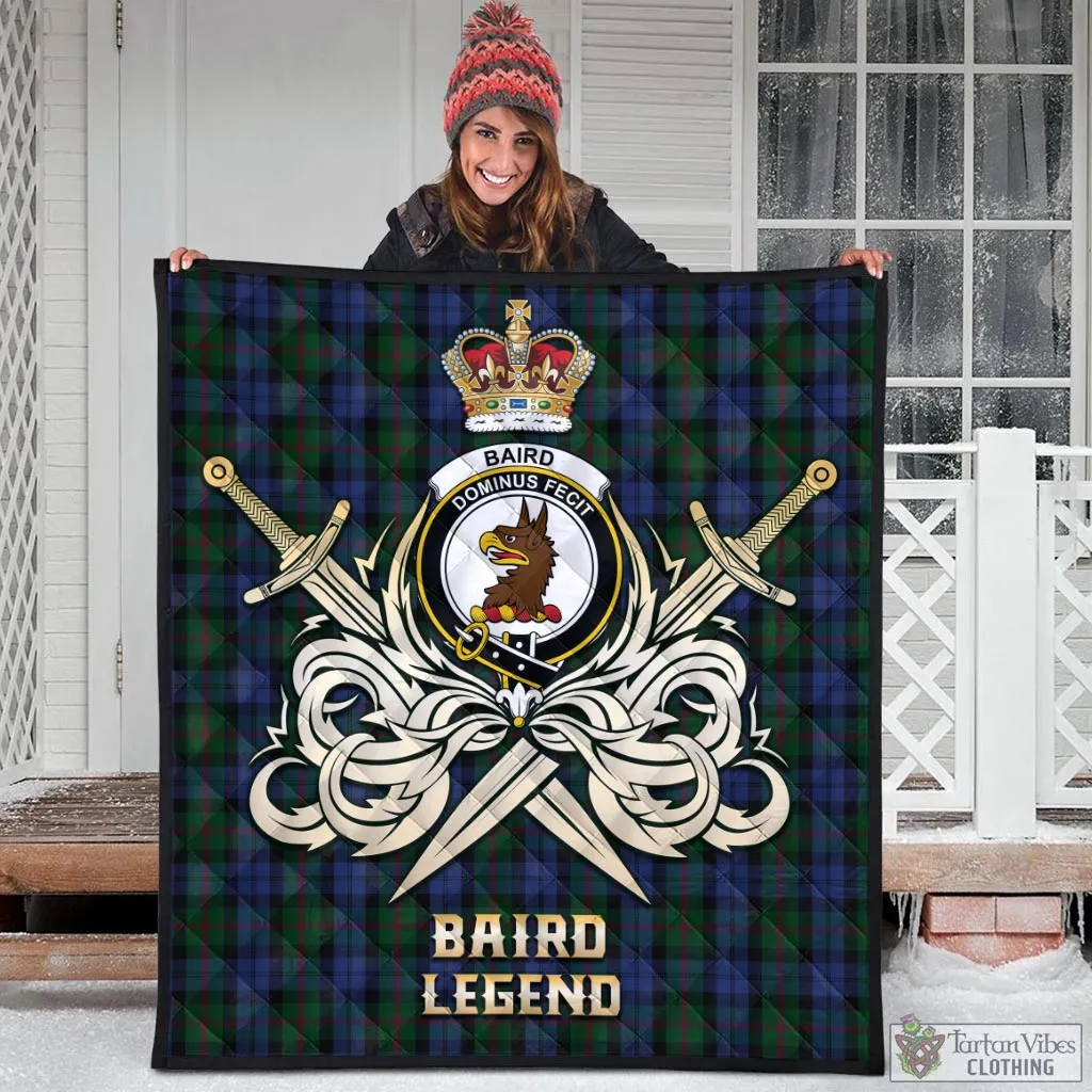 Baird Tartan Quilt with Clan Crest and the Golden Sword of Courageous Legacy