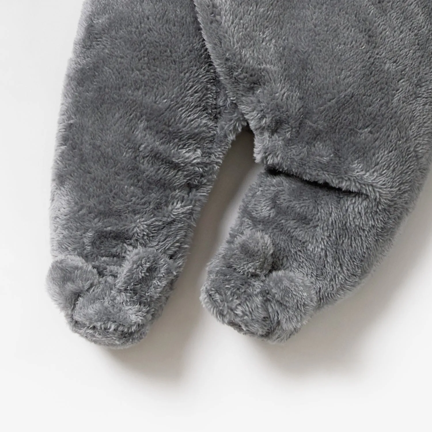 Bear Design Fleece Hooded Footed/footie Long-sleeve Baby Jumpsuit
