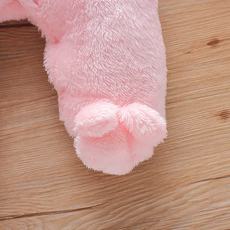 Bear Design Fleece Hooded Footed/footie Long-sleeve Baby Jumpsuit