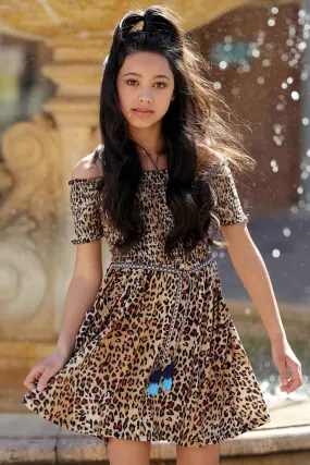 Big Girls Smocked Top Animal Print Dress