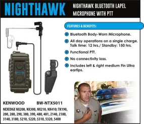 BlueWi BX-NTX5011 Nighthawk Bluetooth Lapel Microphone for Kenwood Multipin
