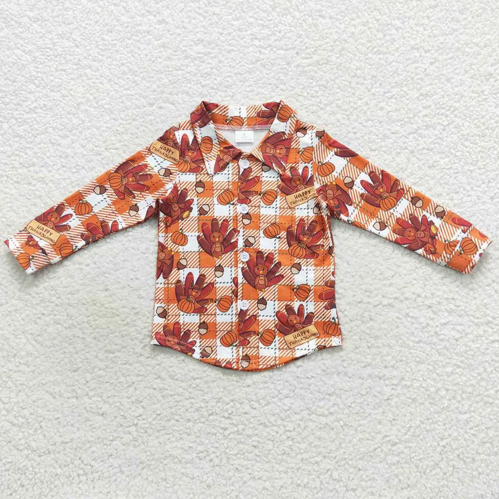 Boutique Baby Boys Clothes Turkey Long Sleeve Shirts Pullover Tops BT0255