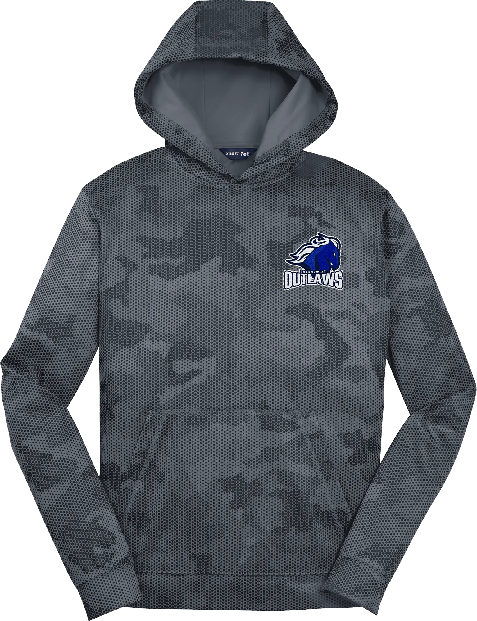 Brandywine Outlaws Youth Sport-Wick CamoHex Fleece Hooded Pullover