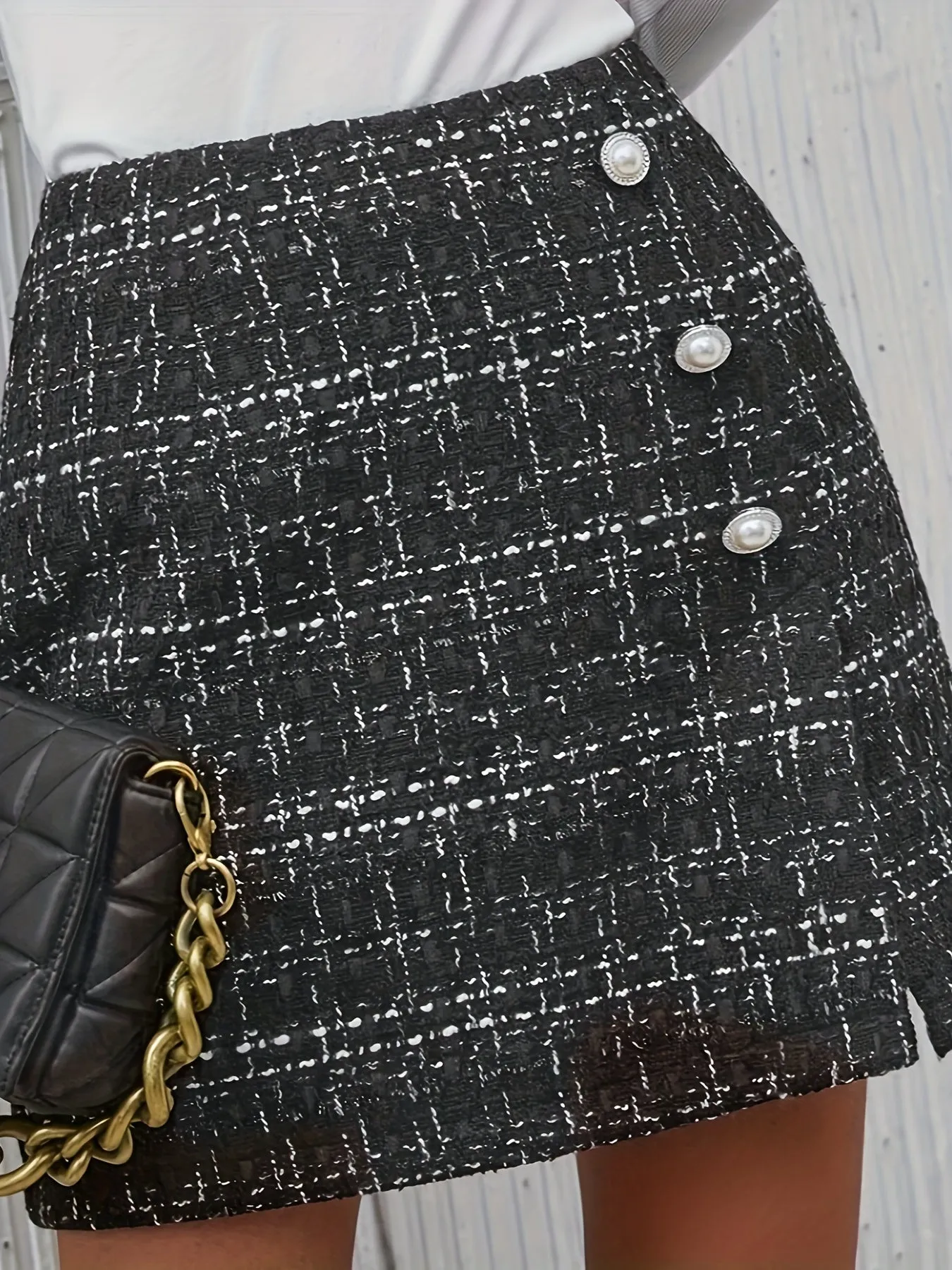 Chic Plaid Print ButtonUp Mini Skirt for Womens Fashion