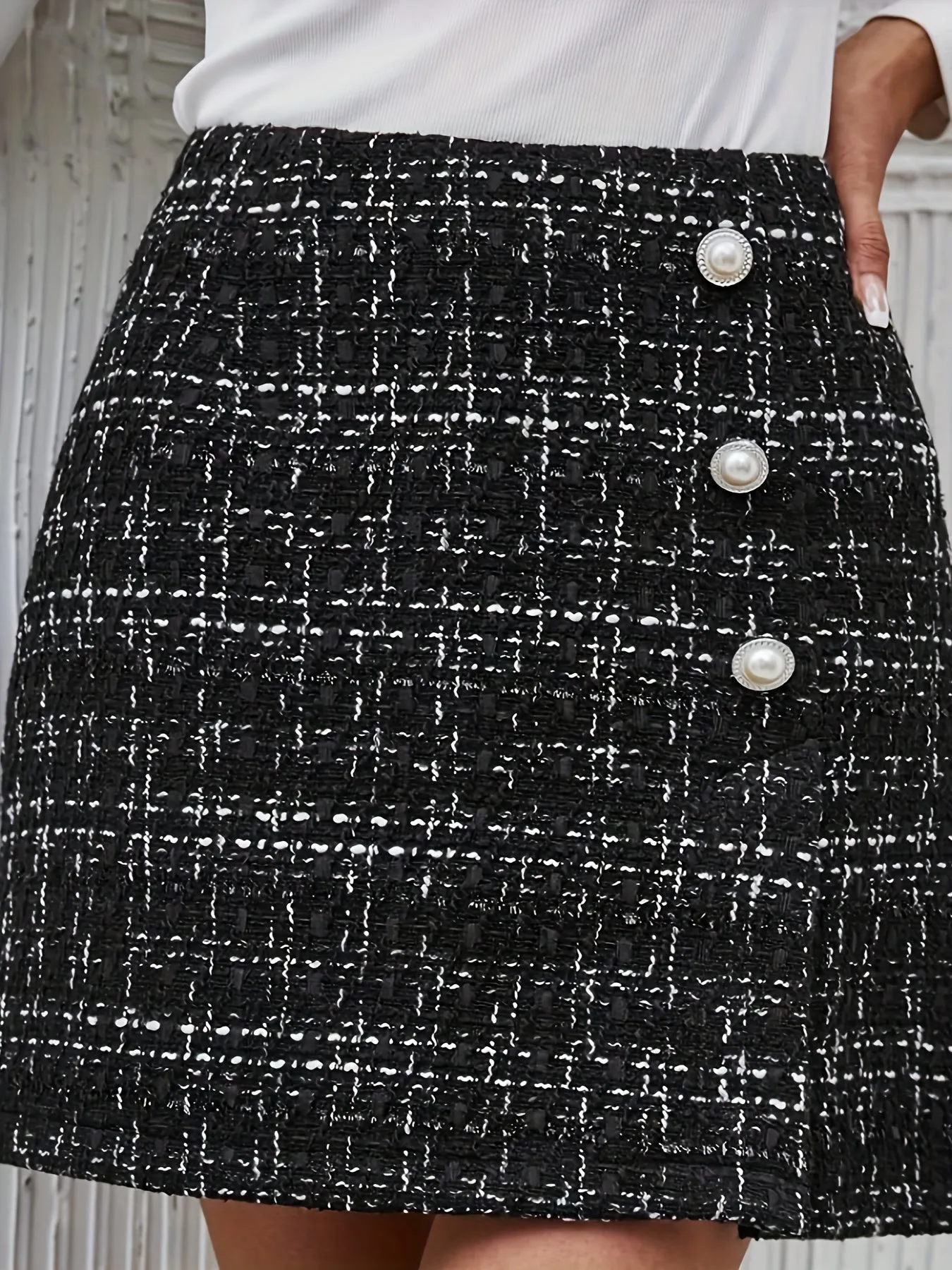 Chic Plaid Print ButtonUp Mini Skirt for Womens Fashion