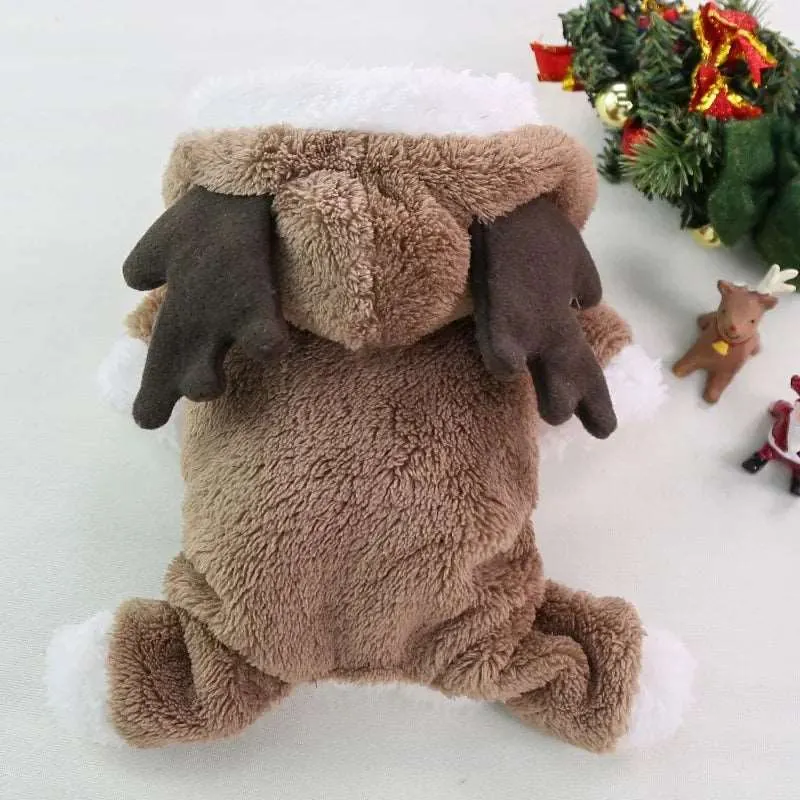 Christmas Dog Hoodie – Warm Elk & Santa Coat for Dogs & Cats