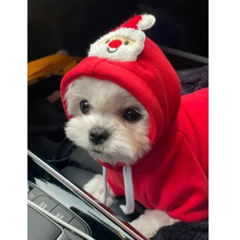 Christmas Dog Hoodie – Warm Elk & Santa Coat for Dogs & Cats