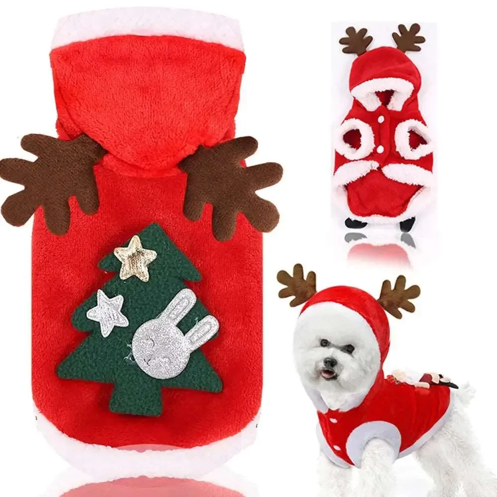 Christmas Dog Hoodie – Warm Elk & Santa Coat for Dogs & Cats