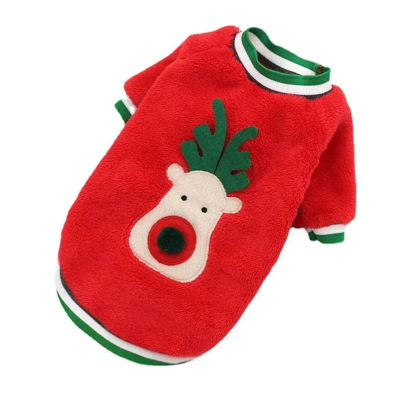 Christmas Dog Hoodie – Warm Elk & Santa Coat for Dogs & Cats