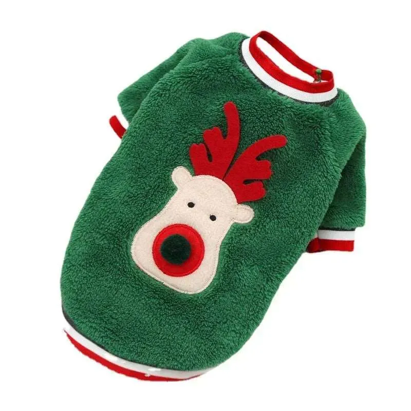 Christmas Dog Hoodie – Warm Elk & Santa Coat for Dogs & Cats