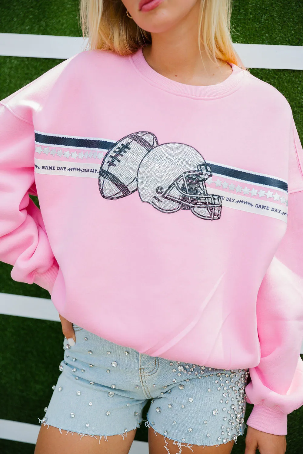 CLASSY UNTIL KICKOFF FOOTBALL AND HELMET PULLOVER