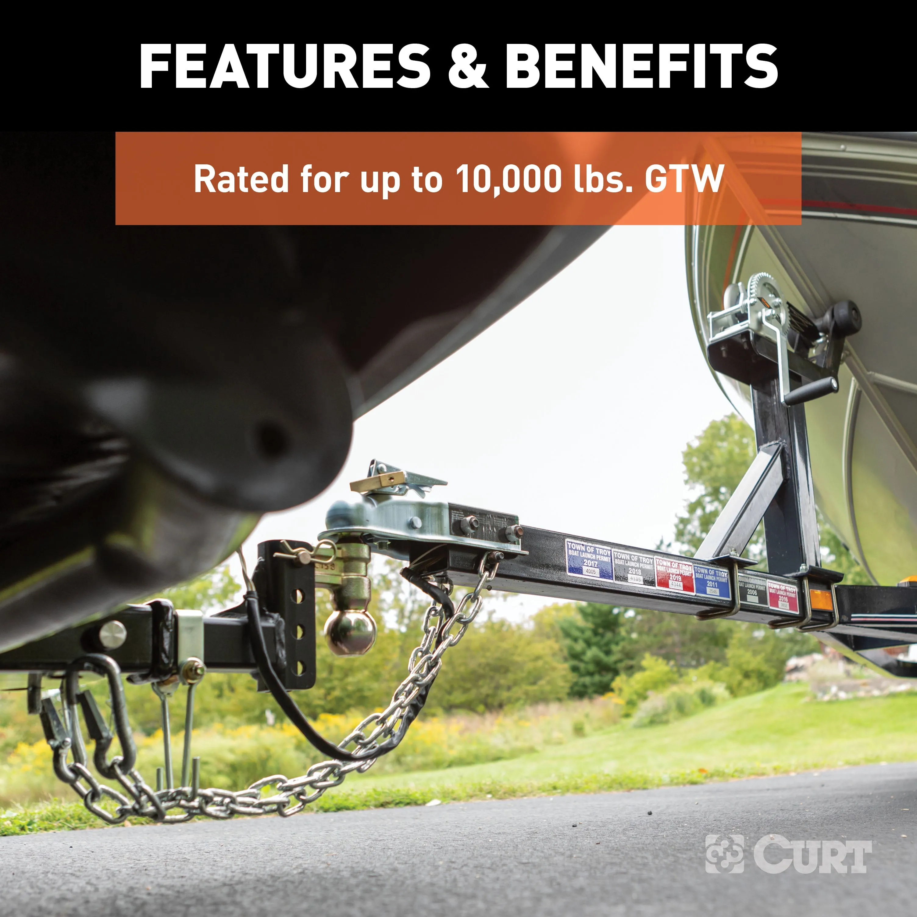 CURT 45903 Slim Adjustable Channel Mount with Dual Ball (2in. Shank; 10K; 3-3/4in. Drop)