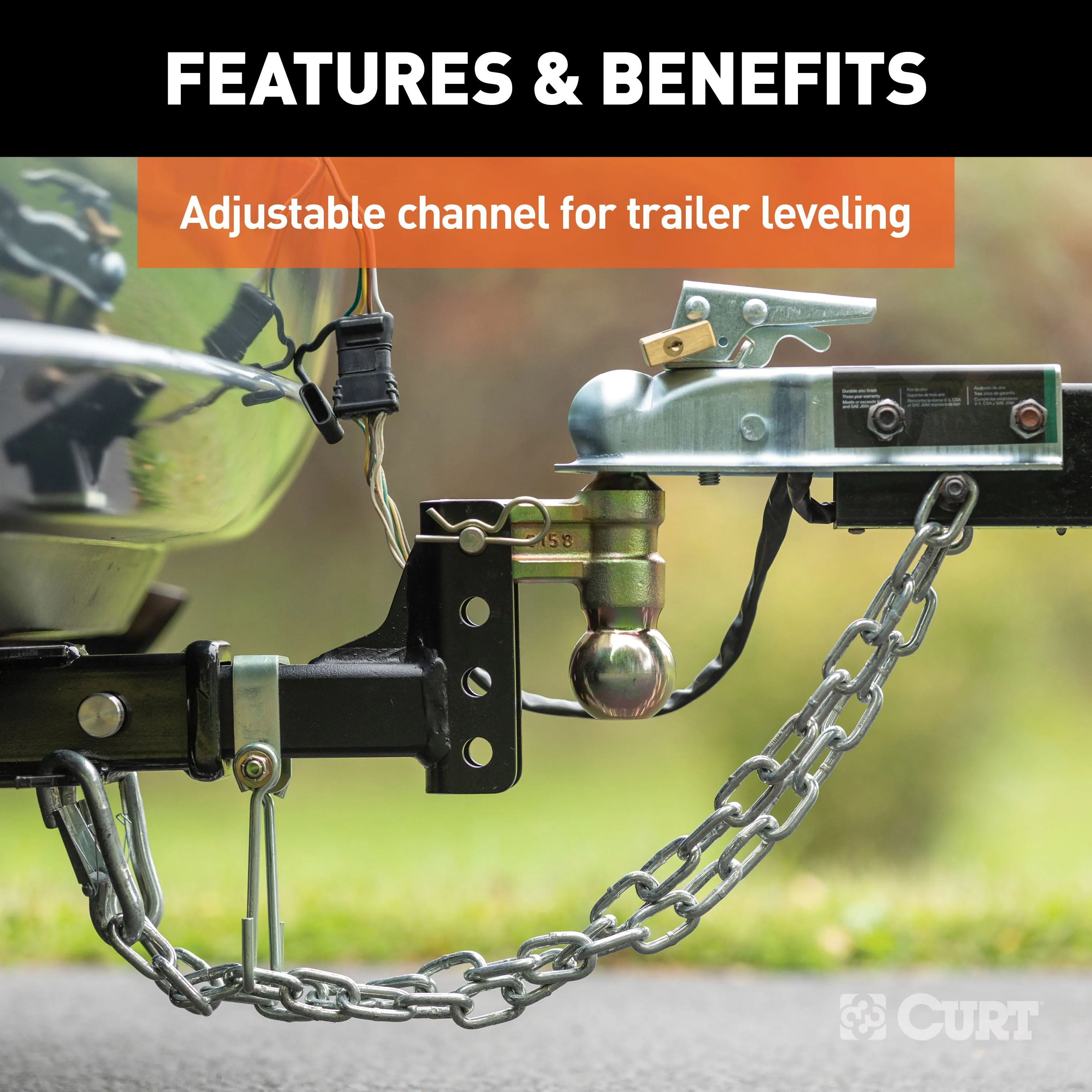 CURT 45903 Slim Adjustable Channel Mount with Dual Ball (2in. Shank; 10K; 3-3/4in. Drop)