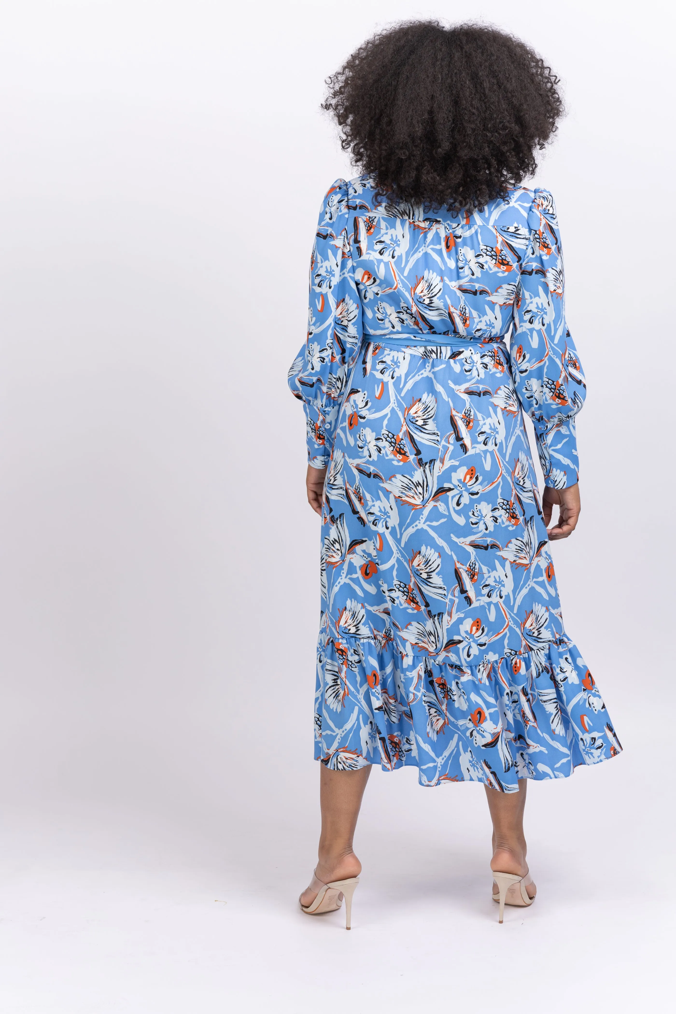 Diane Von Furstenberg Blade Dress in Butterfly Floral Pure Blue