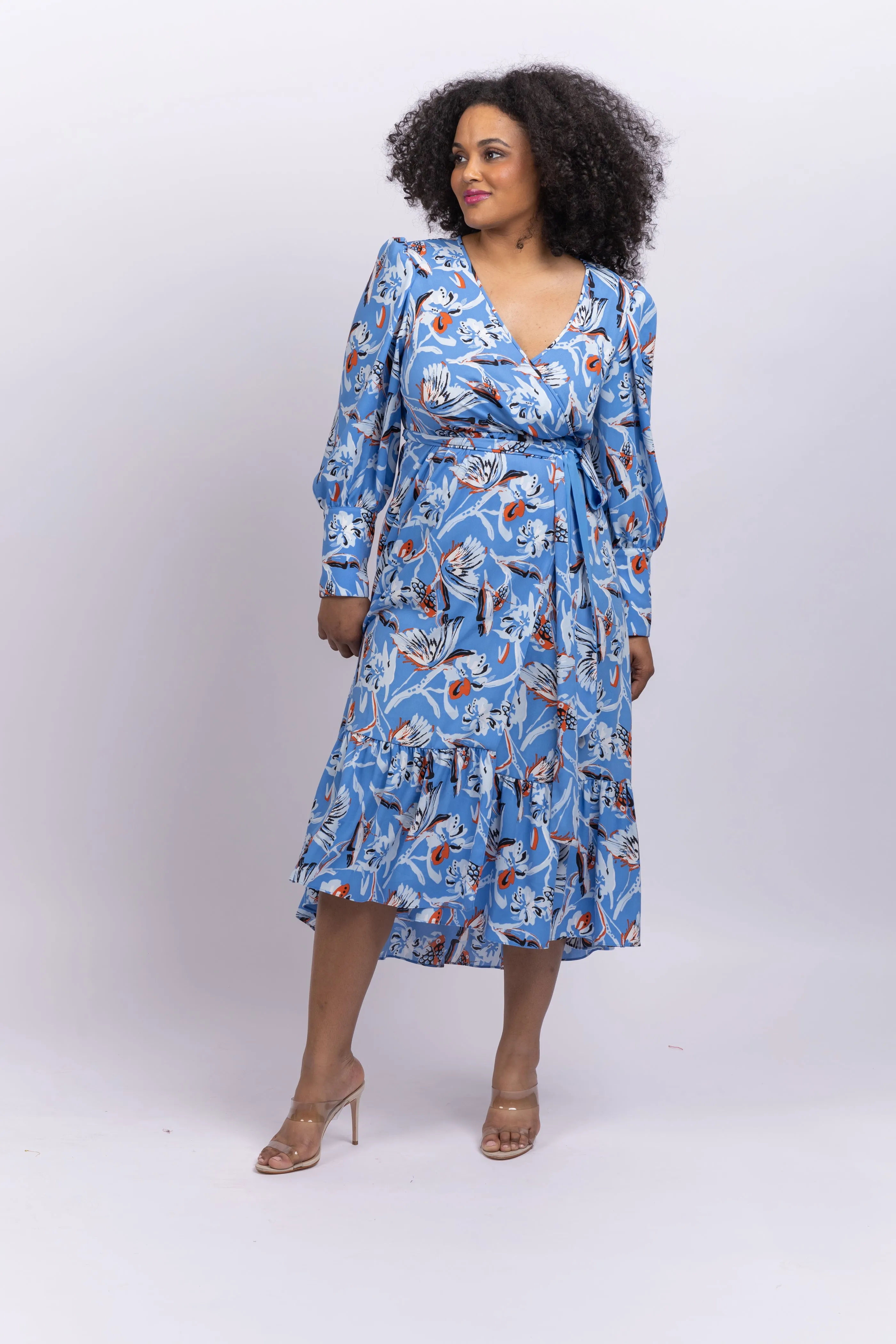 Diane Von Furstenberg Blade Dress in Butterfly Floral Pure Blue
