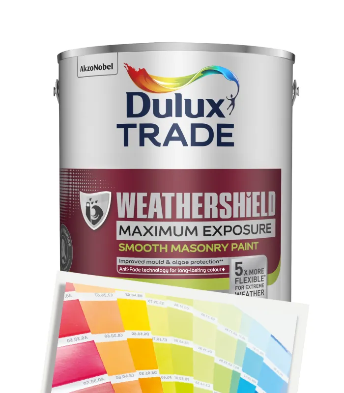 Dulux Trade Weathershield Maximum Exposure Smooth Masonry Paint 5L - Tinted Colour Match