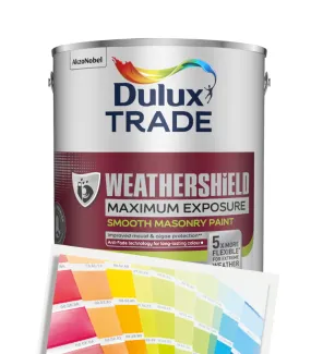 Dulux Trade Weathershield Maximum Exposure Smooth Masonry Paint 5L - Tinted Colour Match