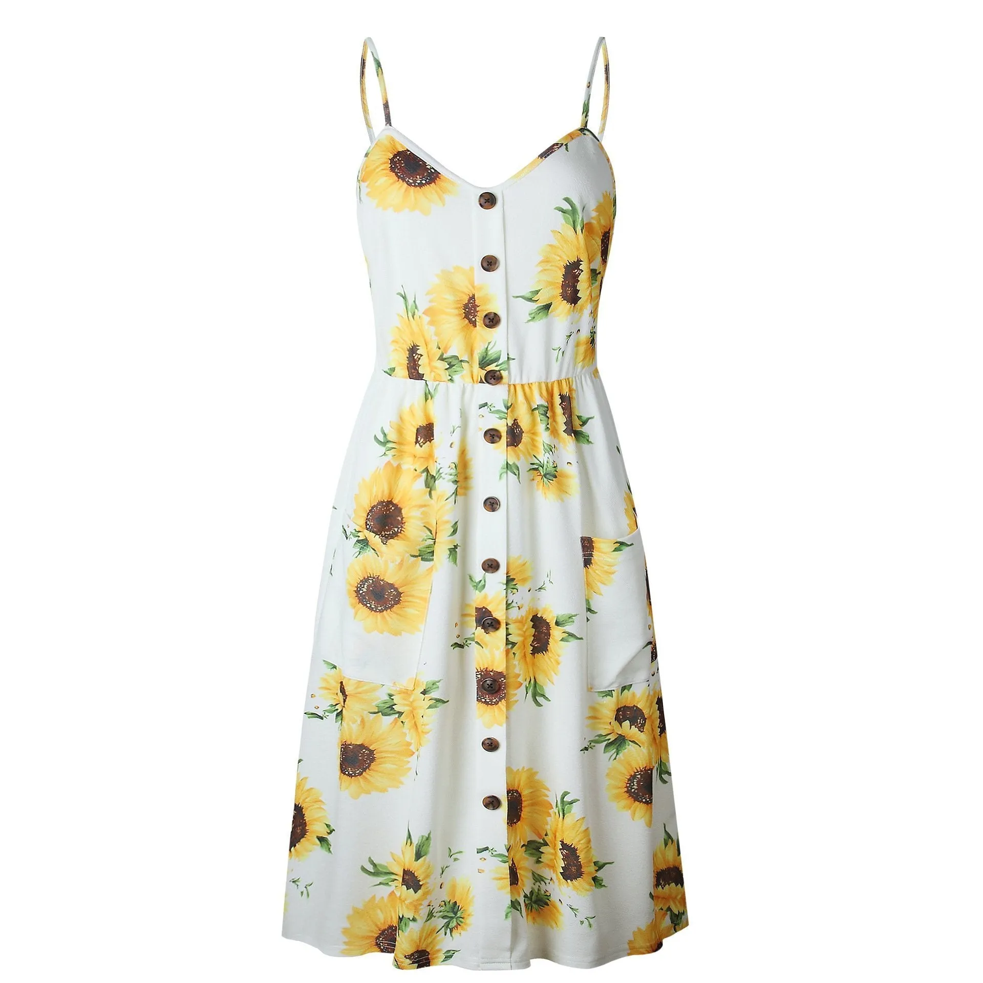 Dunnmall Sunflower Print Camisole Dress