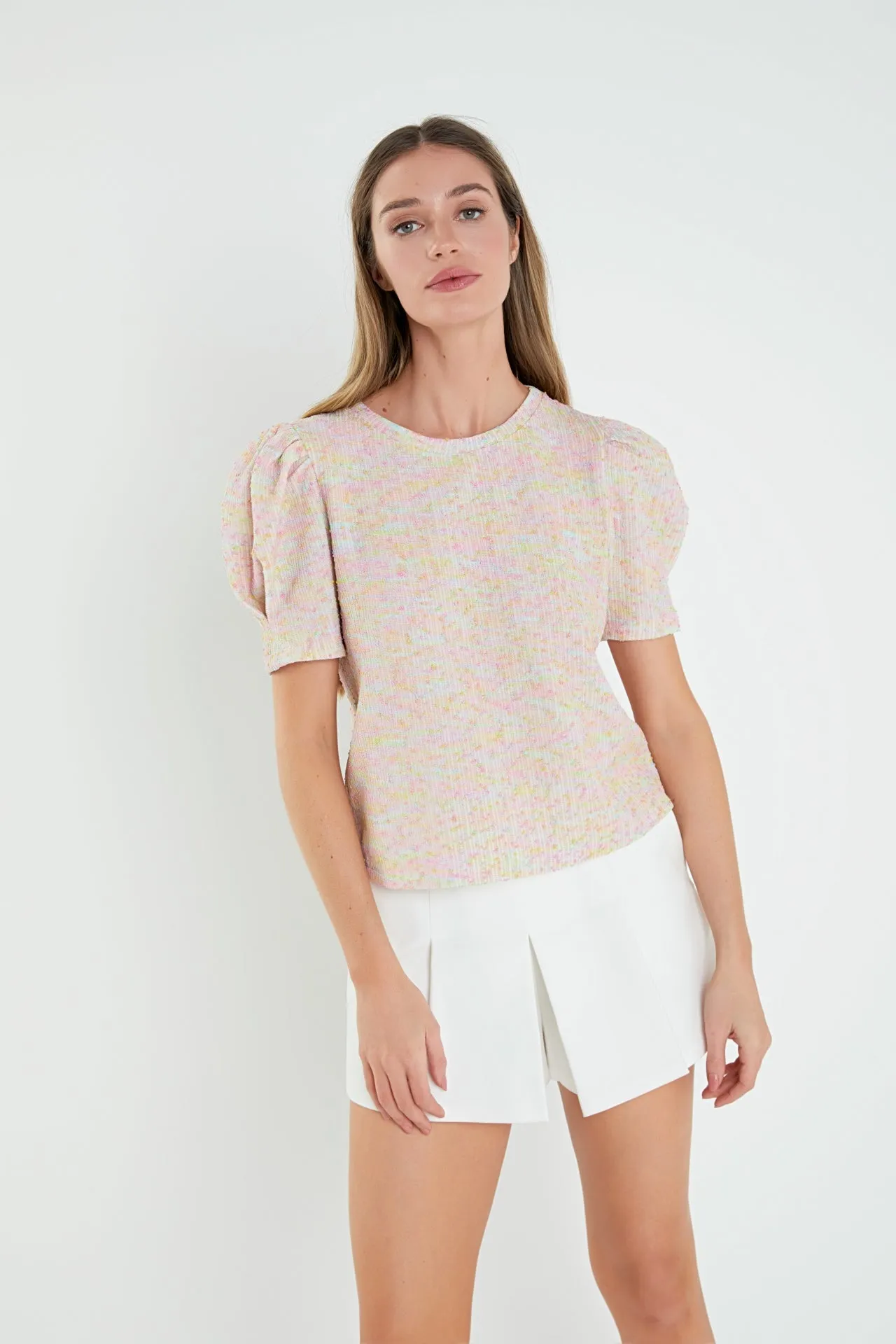 English Factory - Rainbow Knit Short Sleeve Top