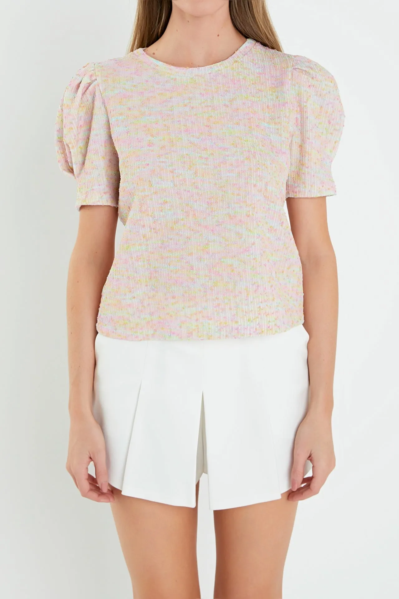 English Factory - Rainbow Knit Short Sleeve Top