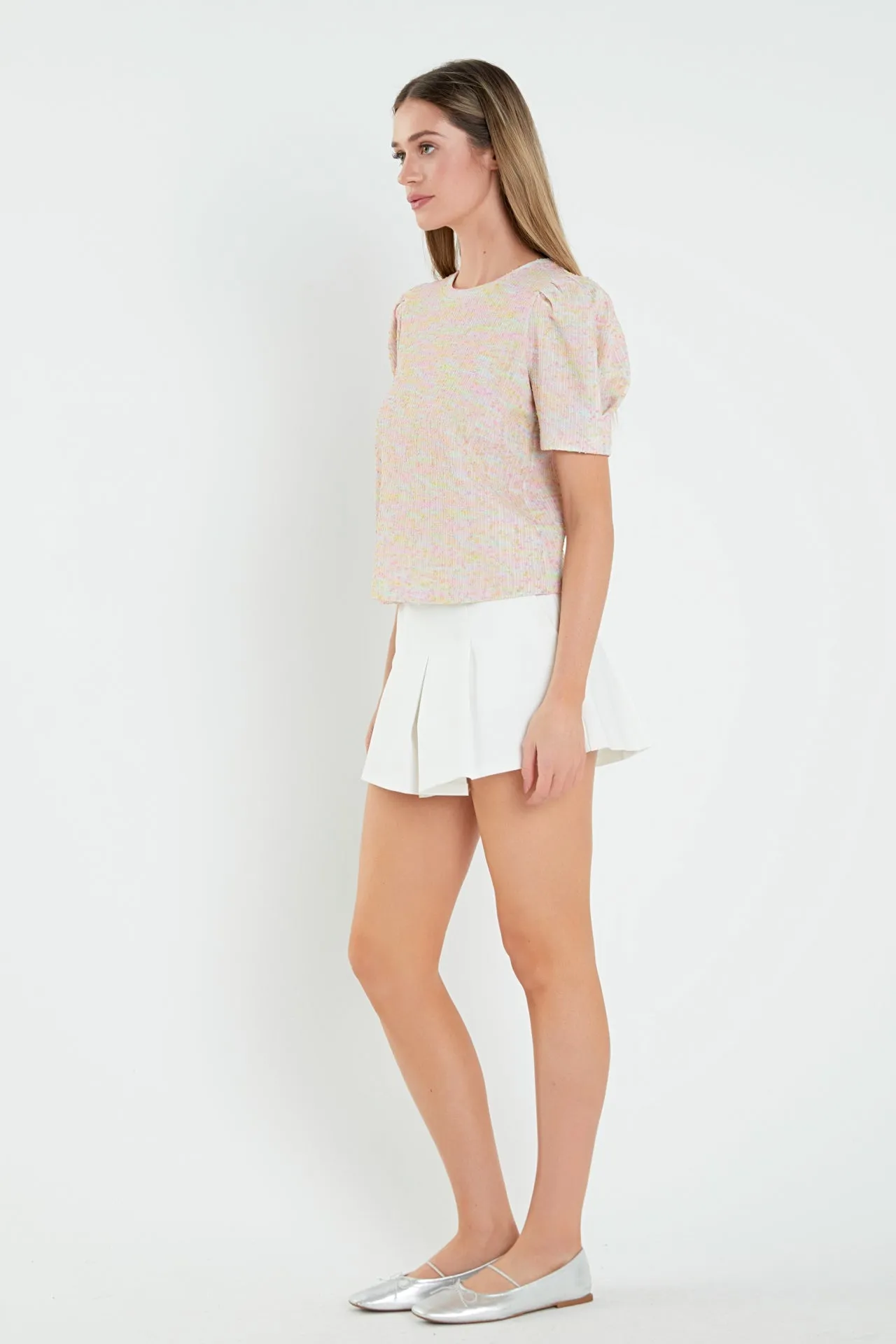 English Factory - Rainbow Knit Short Sleeve Top