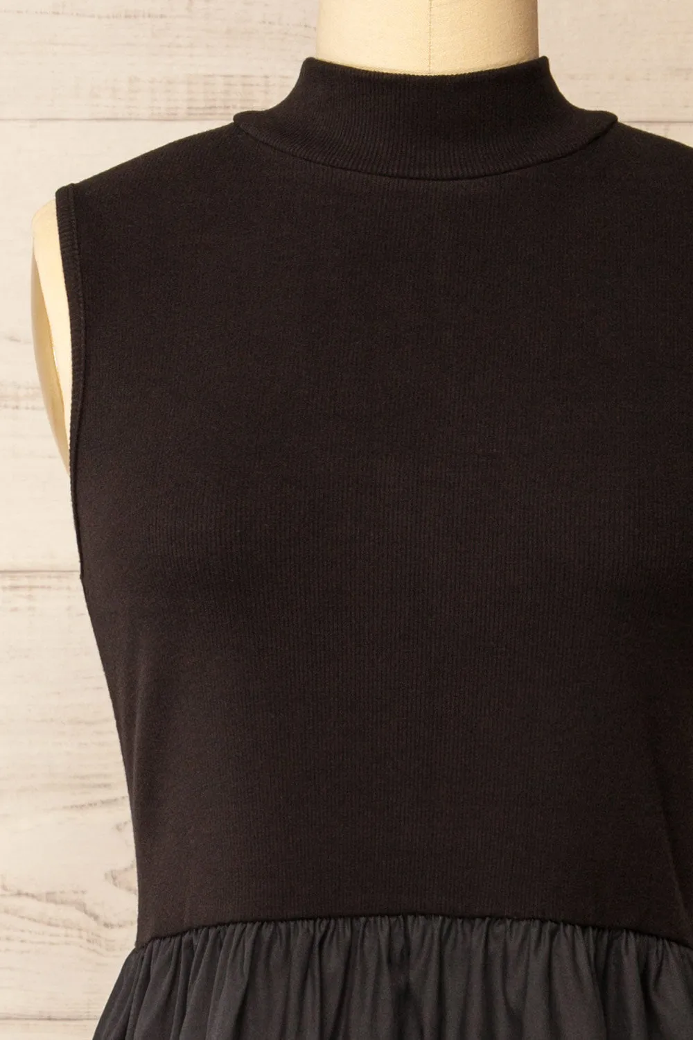 Frell Black | Midi Dress w/ Mock Neck