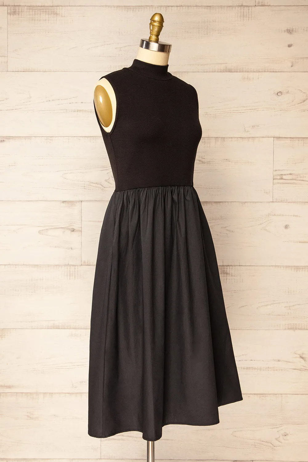 Frell Black | Midi Dress w/ Mock Neck