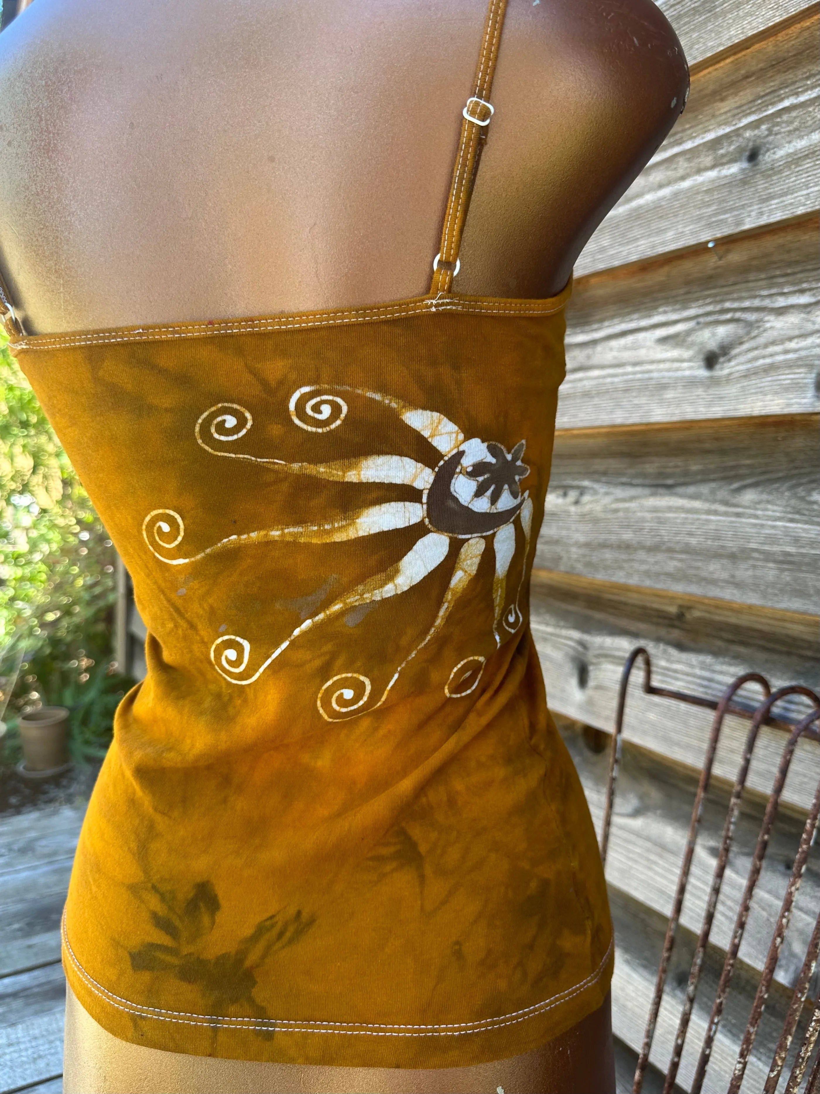 Golden Hour Forest Pendant - Hand Painted Batik Tank Top