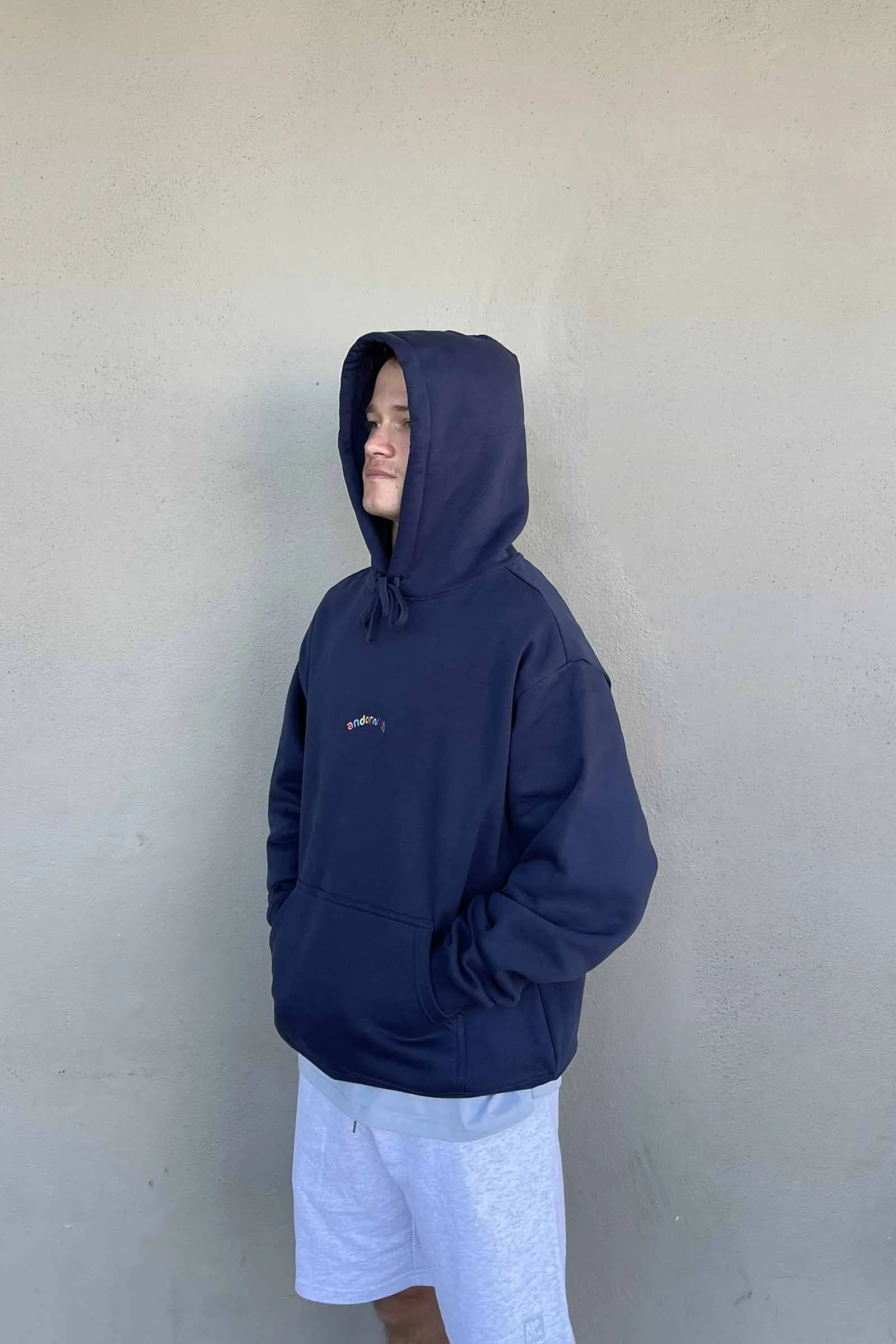 Happy Rainbow Hood Midnight Blue