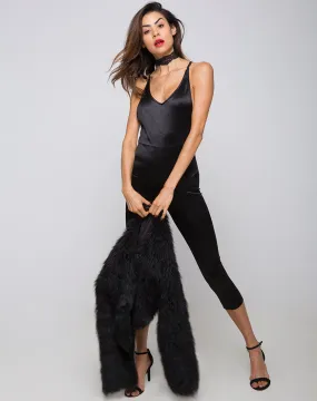 Jovana Unitard in Satin Black