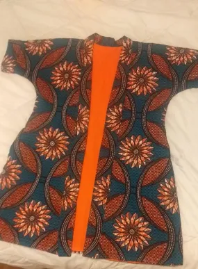 Kama Orange/ Blue Girl's Jacket Kimono
