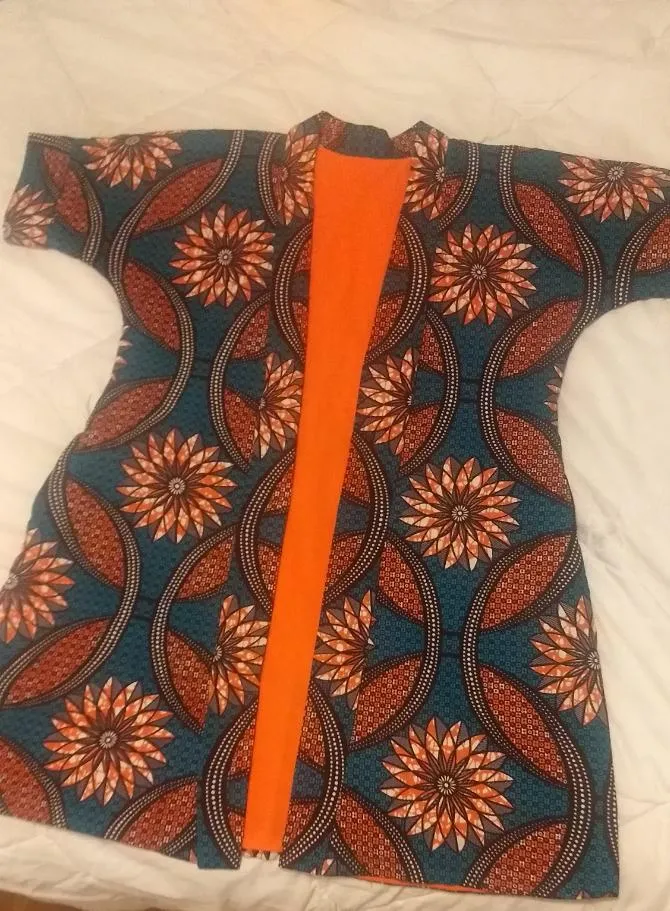 Kama Orange/ Blue Girl's Jacket Kimono
