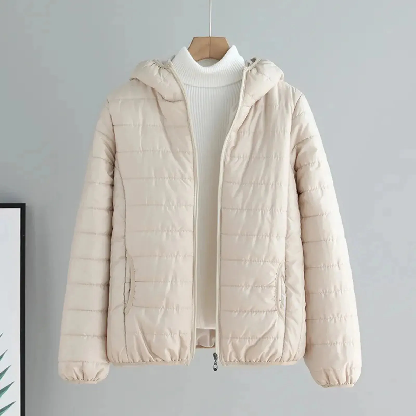 Lightweight Padded Autumn Winter Jackets Women's Jackets Hooded Ultralight Quilted puffer Solid Coat for Warm Duck Down Coat
