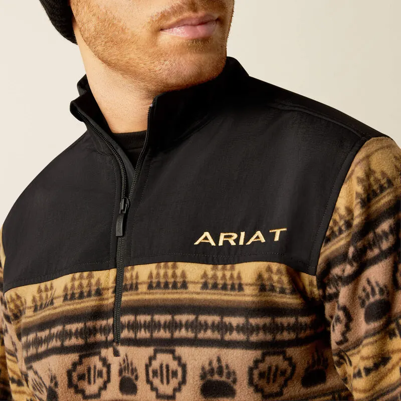 Men's Ariat Basis 2.0 1/4 Zip Sweatshirt - Brown Scenic Serape