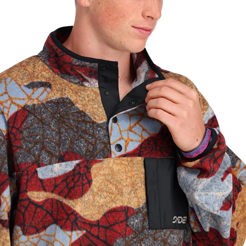Mens Snap Lounge Pullover - Red Multi